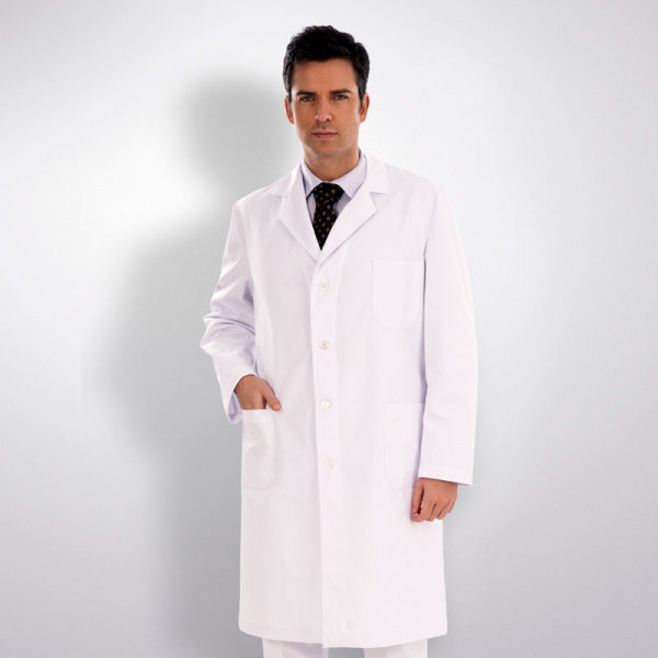 AIESI® Bata de Laboratorio Medico para Hombre blanco de algodón 100% sanforizado MADE IN ITALY talla 60 